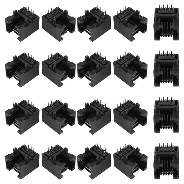 20 stk. RJ45 8P8C computer internet netværk printkort jackstik sort