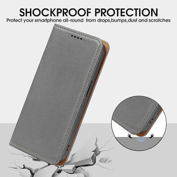 Plånboksfodral för Samsung Galaxy A17 5G - Magnetiskt läderfodral, skyddande telefonfodral, hållbart grått Grey
