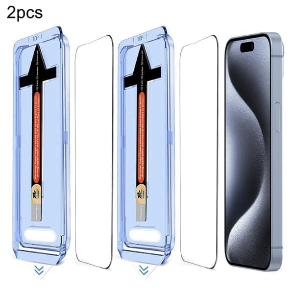 iPhone 15 Pro 2-PACK Skärmskydd Full Täckning Härdat Glas