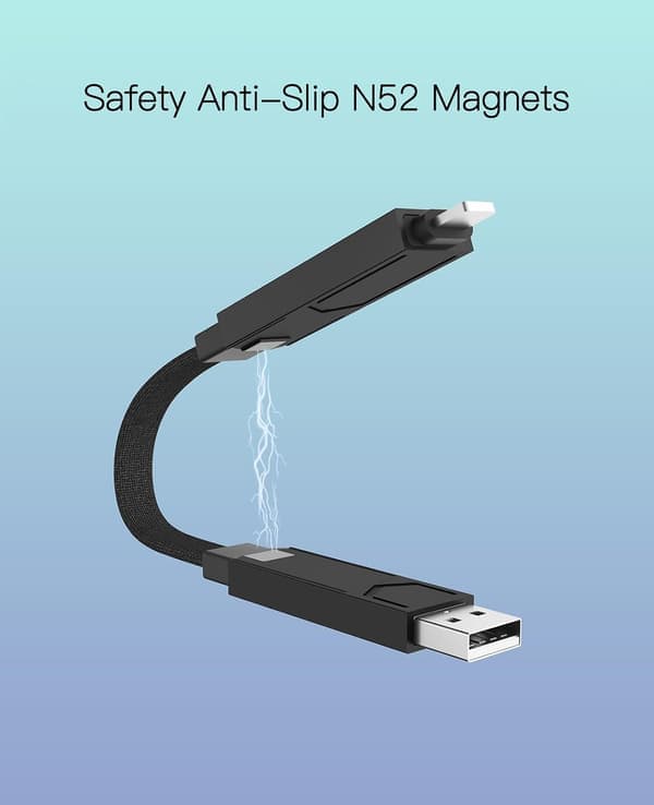 4-in-1 PD65W Data Cable Multi USB -latauskaapeli: Lyhyt EDC-kaapeli Lightningille, Type C:lle ja A:lle, punainen Red