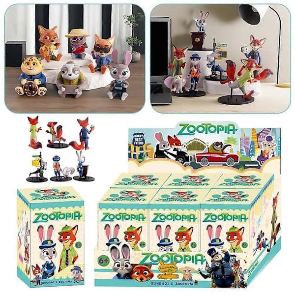 Zootropolis Judy & Nick 6-delt Action Figur Sæt, Mini Karakter Model til Skrivebordsindretning, Gave til Børn og Voksne