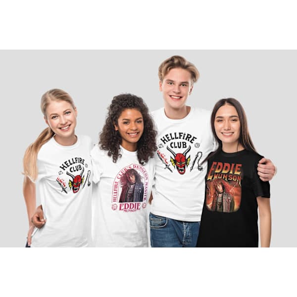 Sort T-shirt - Eddie Munson Stranger Things Hellfire arch XL XL
