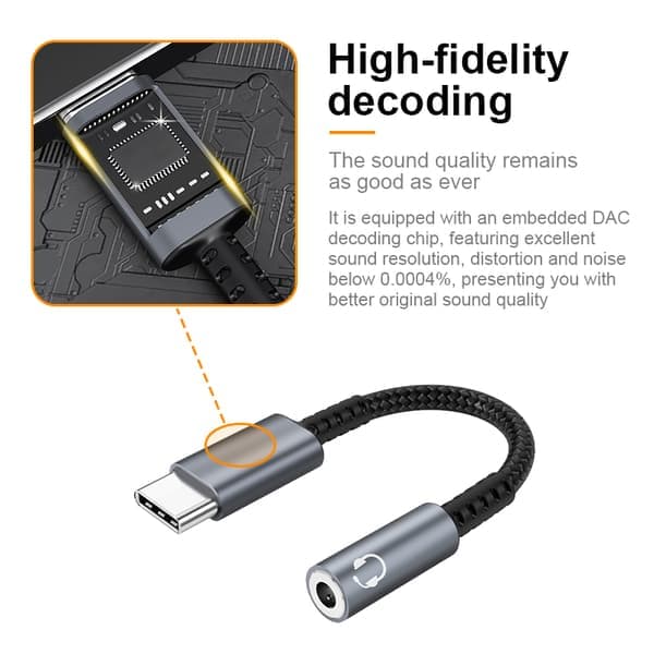 USB-C til 3,5 mm hovedtelefonadapter Grå Grå