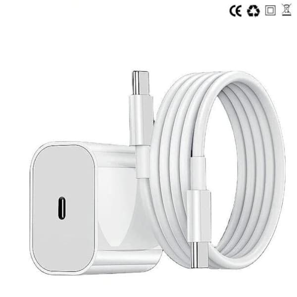 1 stk. Hurtiglader for iPhone 15/16/17-serien Type-C til Type-C strømadapter 20W + 2m kabel Hvit - 1 stk. Lader + 2M C - C Kabel 1pc Charger + 2M C - C Cable