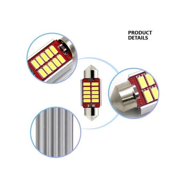 c5w canbus 31mm punainen led SV8.5 2-pakkaus 12v Punainen