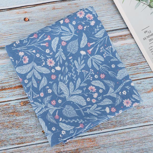 Växtblomma Bomuldsdug Blomstret Patch Work DIY Håndlavede Materialer Syartikler400304- Flora-Blå