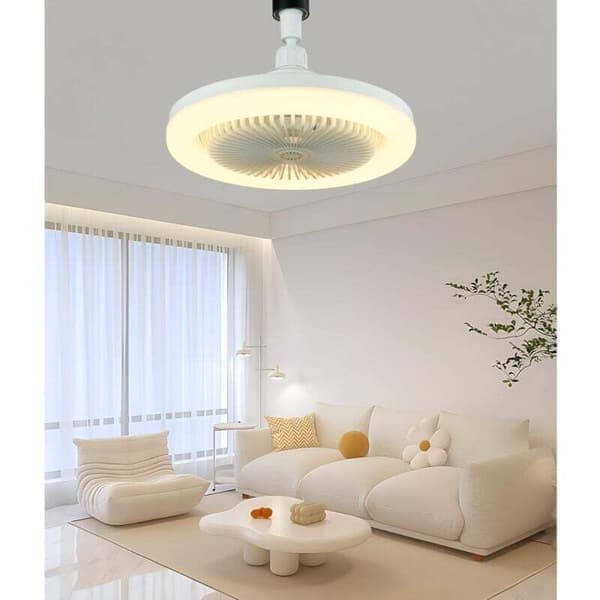 Stille loftventilator med LED-pære E27 – Dæmpbar 10-100% – 3 hastigheder – 1/2/4t timer – Til rum op til 10m² – 3 hastigheder