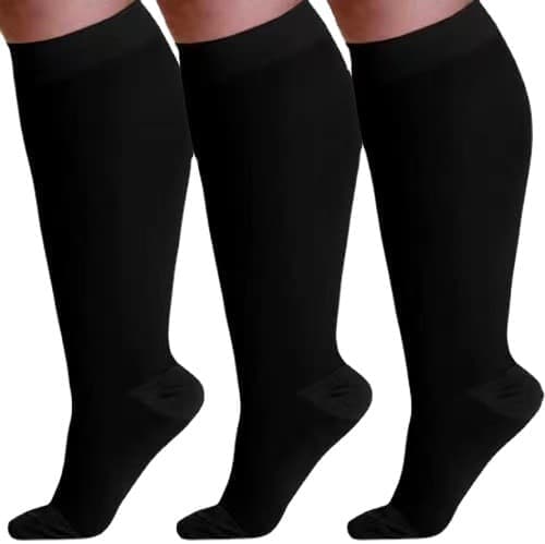 Tåbeskyttere Plus Size Kompressionsstrømper Elastiske Strømper Sort 4XL black 4XL