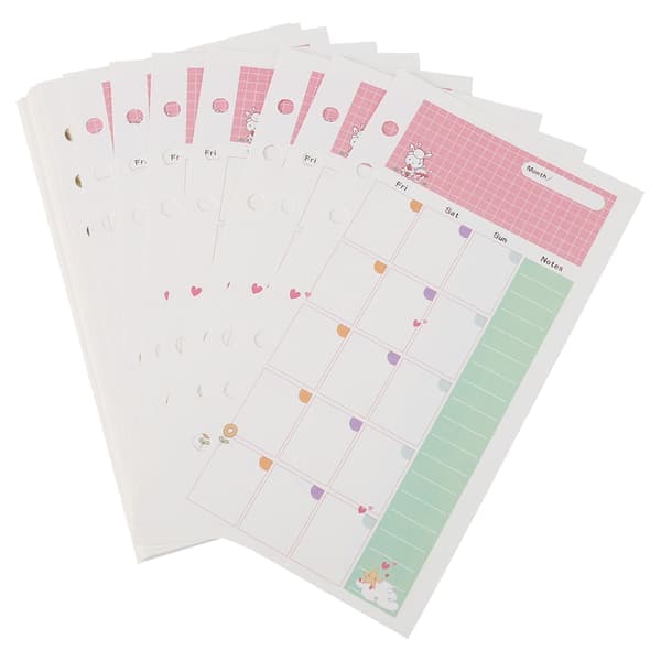 45 st lösa blad påfyllningspapper Planner 6-ringspärmpapper (A6 månadsplan)
