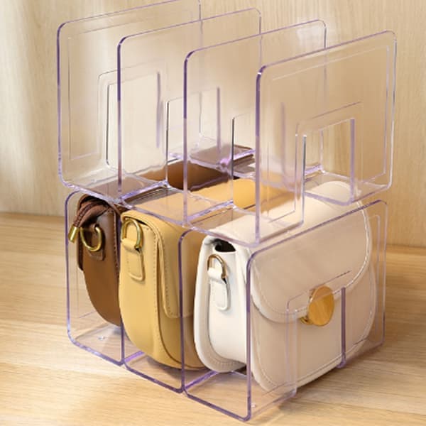 Handväska Organizer Hushåll Transparent Väskförvaringsställ Sovrum PC Mini Plånbokshylla 3 Sektioner