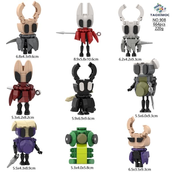 Hollow Knight: Silksong Byggeklods Legetøjsfigursæt (9 dele)