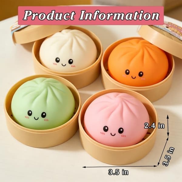 Blå Glitter Dumpling Squishy Legetøj med Damper, Blød Dej Langsom Rebound Stressaflastningsbold, Sensorisk Klemme Fidget Legetøj til Børn Voksne blå blue