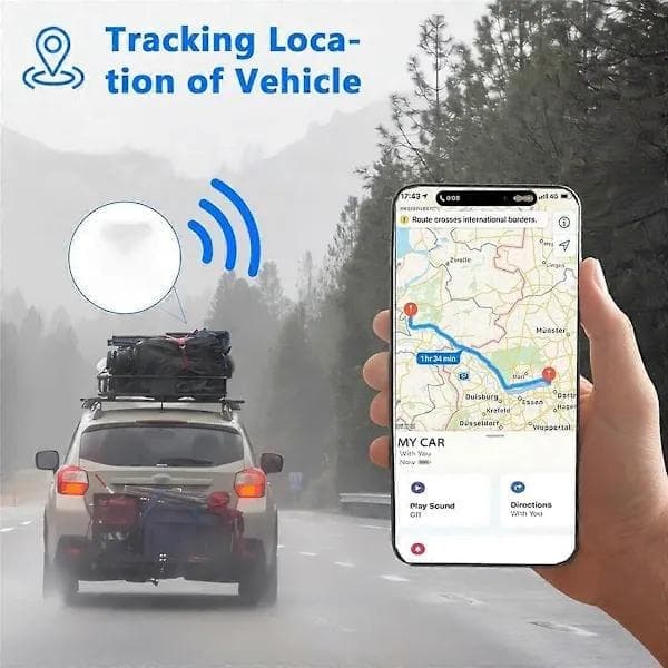 GPS Tracker til køretøjer og biler, GPS biltracker i realtid, kompatibel med Find (kun iOS), med magnetisk etui - 1 sæt sort 1 sæt