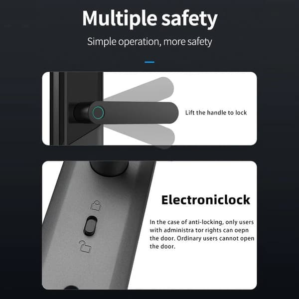 A1 Tuya WiFi Fingeraftryk Smart Dørlås Dynamisk Adgangskode NFC Elektronisk Lås Sølv