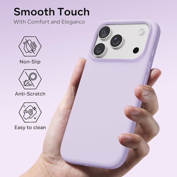 Flytende silikondeksel til iPhone 17 Pro, støtsikkert mykt telefondeksel, full beskyttelse, lys grå lys grå iPhone 17 Pro lys grå Light grey
