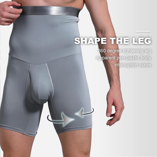 Herr Tummy Control Shorts Hög Midja Underkläder Bantande Shapewear Kroppsformare Ben Boxer Briefs Grå L Grey L