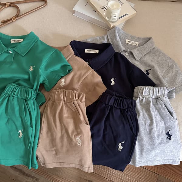 Børns sommeroutfit – 2-delt sæt – Brun 110