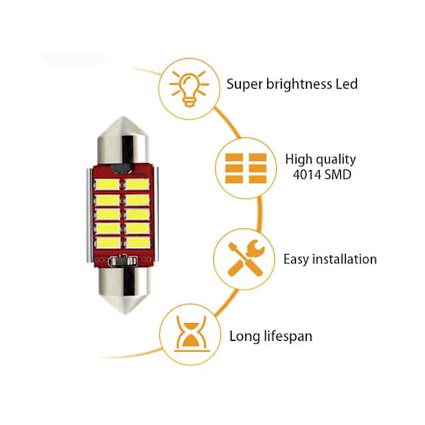 c5w canbus 31mm punainen led SV8.5 2-pakkaus 12v Punainen