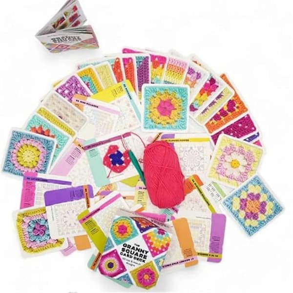 50 kpl Mix & Match Design Granny Square -korttipakkoja, neulesetti aikuisille