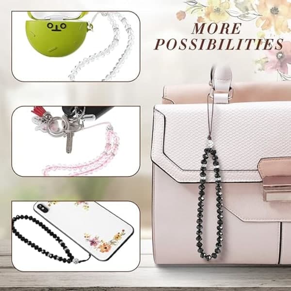 3 stk. Mobiltelefon Lanyard Stropp Telefon Charm Bling Krystallperler Håndleddsstropp Perlebesatt Dame Håndleddsstropp A