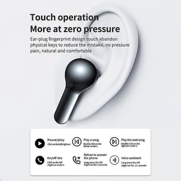 Typ D TM30 Touch Control Bluetooth-hörlurar Transparent skal In-ear trådlösa hörlurar
