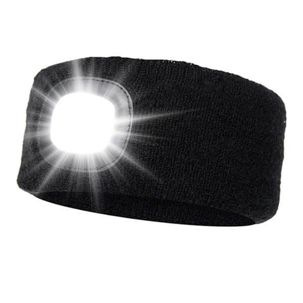 LED-pandebånd, genopladelig USB-pandelygte, 4 LED-lys, vandtæt og meget elastisk (sort)