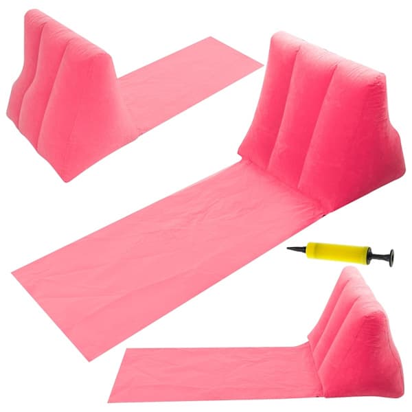 Strandmåtte liggestol med ryglæn oppustelig pink