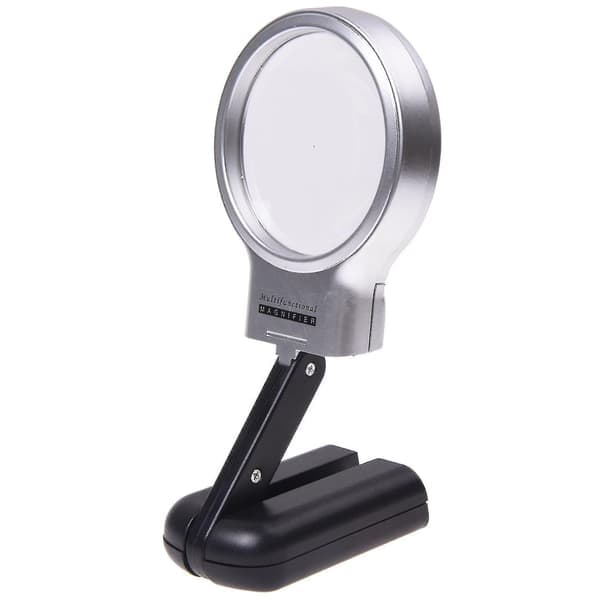 Luppmikroskop Vikbart Stativ 3x 60mm LED-ljus Urmakare