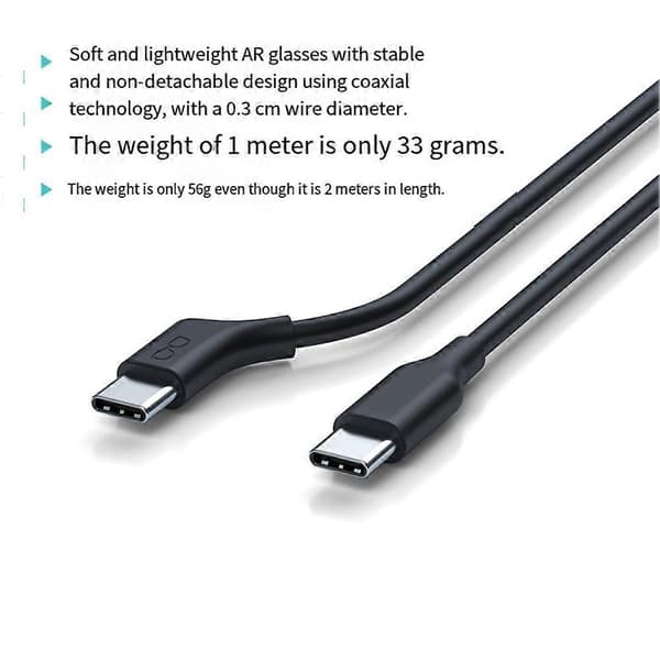 Typ-C Flexibel Kabel för AR-glasögon, USB3.2 Fullfunktion Stöder 4K 60Hz, 2m, för Xreal/Rokid/RayNeo Viture AR Black 2M