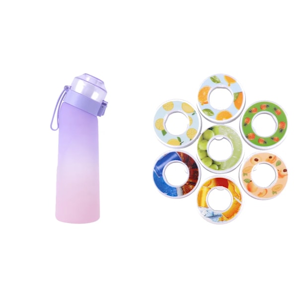 Smaksatt vattenflaska med 7 kapslar Air Water Up Bottle Frostad Svart 650 ml Air Startup Set Vattenkopp för camping sport 0 S