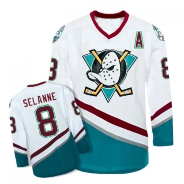 Tröja Charlie Conway Tröja #8 SELANNE filmhockeytröja vit S