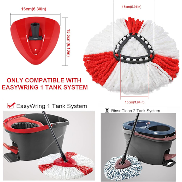 4 korvaavaa moppia Vileda Turbo 2 in 1 EasyWri -mopille