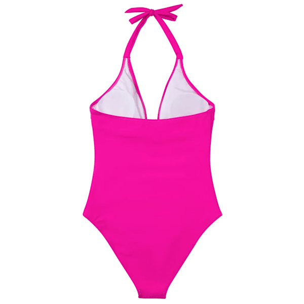 Eldelts badedragt til kvinder med flæsekanter, rygløs, moderne, ny stil, pink Rosa M