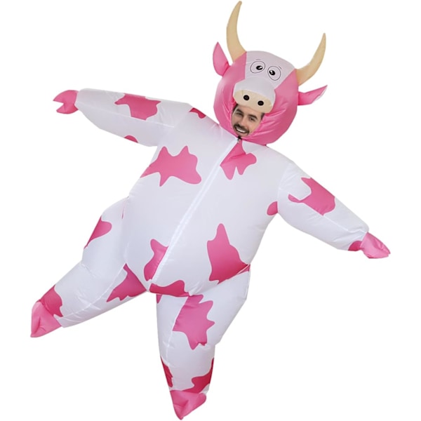 Uppblåsbar Ko-Kostym Vuxen Ko-Kostym Maskeraddräkt Vuxen Uppblåsbar Halloween-Kostymer Blås upp Ko-Kostym för Vuxen Pink Cow