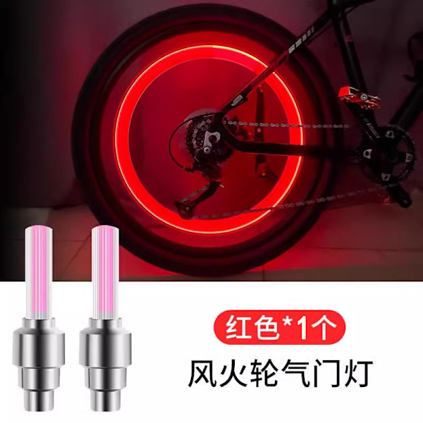2 st Cykelventillampor Små Tillbehör Luftmunstycke Mountainbikeutrustning Hot Wheels Nattcykling Däck Blinkande Ljus Red single [exclusive]
