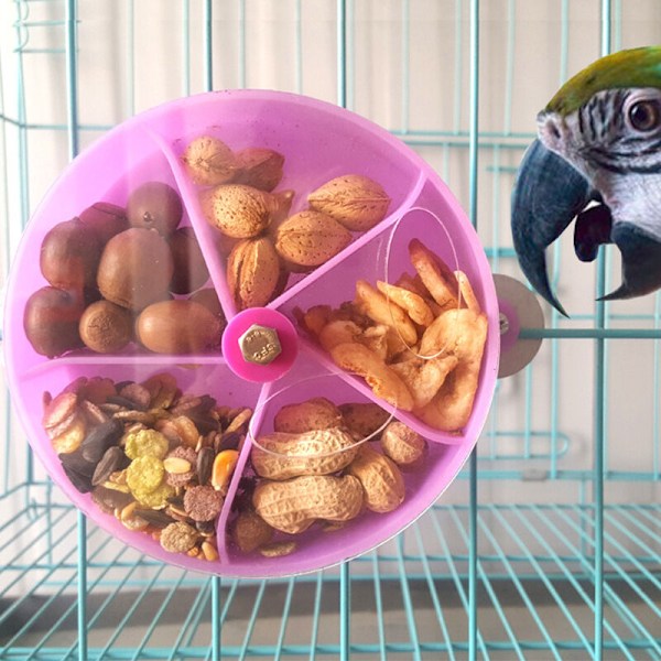 Parrotmatare Karusell Fågel Leksak Pussel Hjul Tårta Foder Delad i Små Husdjurs Snacks Box