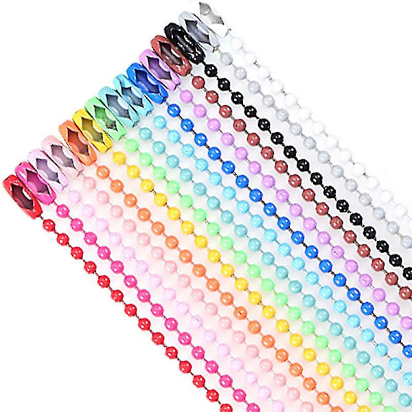 100 stk Flerfarvede kuglekæder passer til nøglering/dukker/etiket håndtag forbindelse til DIY armbånd smykker gør-det-selv-tilbehør 12 cm