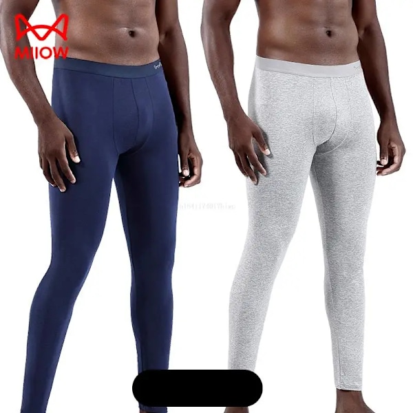 2-pack Värmeunderkläder för Män 50S Ren Bomull Vinter Varma Byxor Mjuk Elastisk Underdel Långa Kalsonger Herr U Konvex Leggings 6 6 XXXL