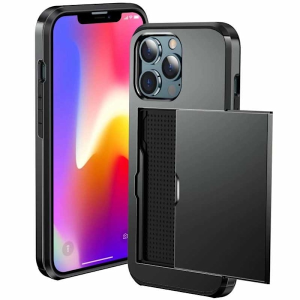 iPhone 13 Stødsikkert Cover Kortlomme StreetWise - Sort Black Svart