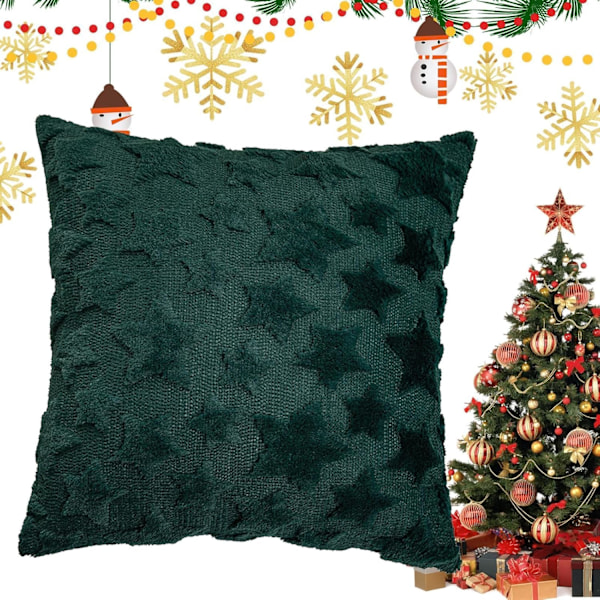 18x18 tommers juleputetrekk, stjernedesign pute, dekorativ julefest putetrekk for sofa og seng Green