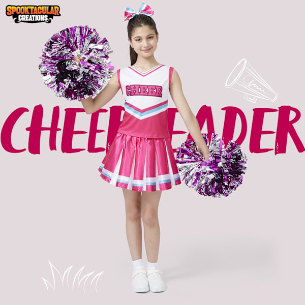 Cheerleader-asu tytöille, söpö cheerleader-asu, sininen ja valkoinen cheerleader-asu Halloween-naamiaisiin ja roolileikkeihin Rosenröd Small (5-7 yrs)