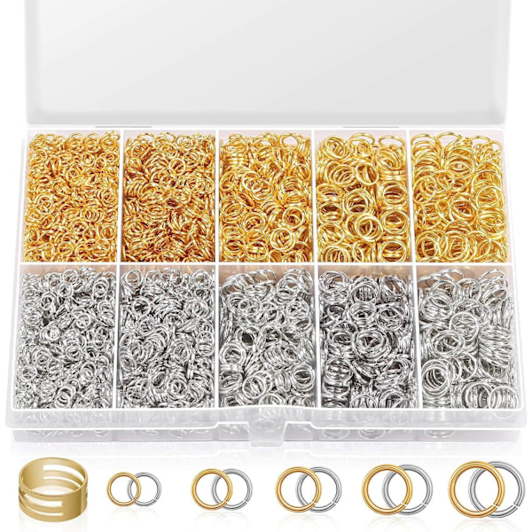 DIY Korutarvikkeet 4600 Silmukkaa Suljettuja Renkaita Avorenkaita Sormuksia Korutarvikkeet Gold and silver