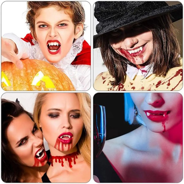 1 Par Halloween Vampyr Tænder Fangtænder Gebiss Rekvisitter Fest Kostume DIY Cosplay Rekvisitter Dekoration Falske Tænder Harpiks Fangtænder med Fast L 1 Pair 1.7cm