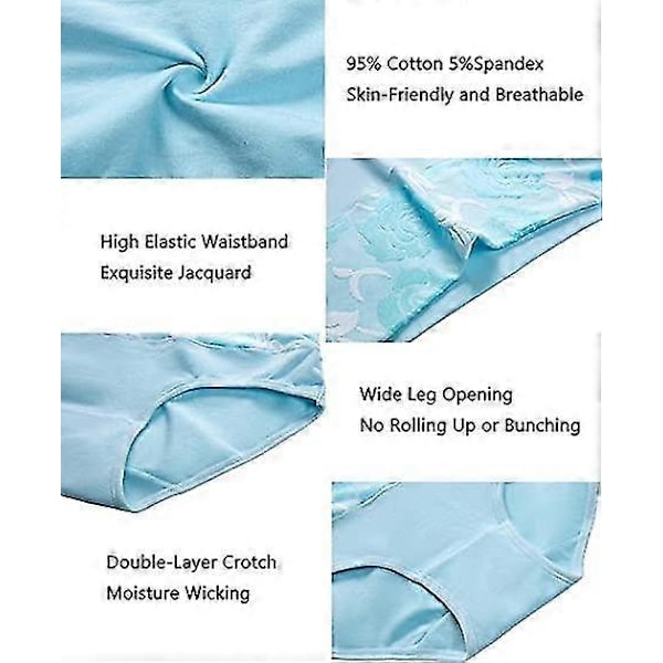 8 kpl Puuvillaiset Alushousut Korkea Vyötärö Vatsanhallinta Pikkuhousut Naiset Ruusu Jacquard Naisten Alushousut yhdistelmä A-3kpl combine A-3pcs XXL
