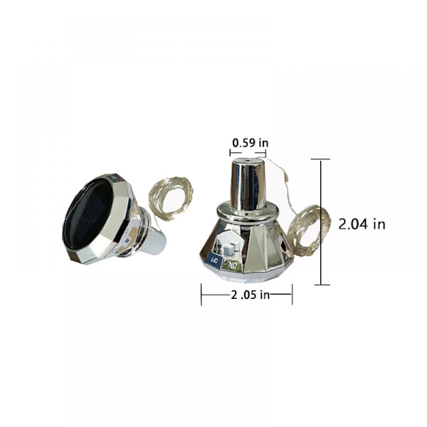 6-pakning 20 LED 2m solcellelamper for flasker (6 stk. varme), solcellelamper for flasker med LED-lyssløyfe, diamant, solcellebelysning