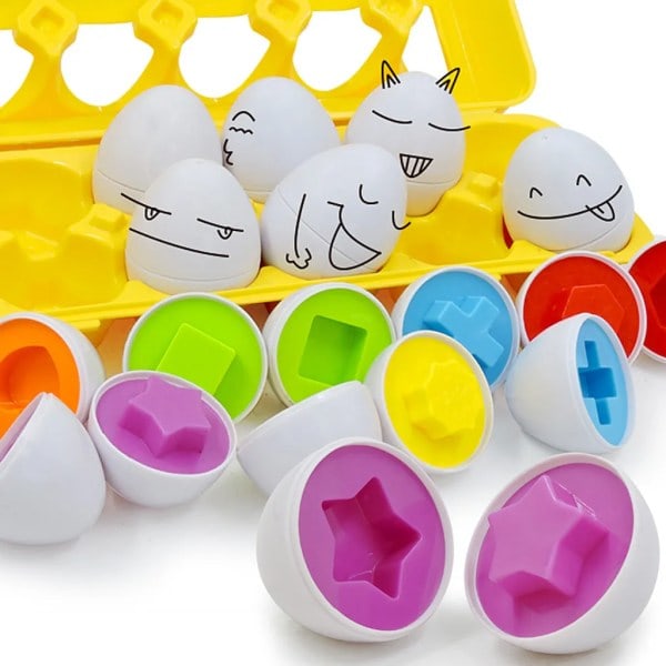 12 Stycken Baby Montessori Lärande Utbildningsleksaker, Smarta Äggpussel Matchande Leksaker, Perfekt för Barn i Åldern 1-4 År