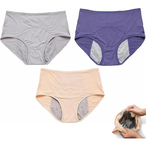 3-pack läckagesäkra damunderkläder - läckagesäkra trosor för över 60 #s inkontinens A A A 2XL
