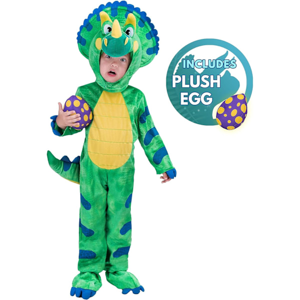 Baby Triceratops Dinosaur Costume - Vihreä gRÖN Small (5-7 yrs)