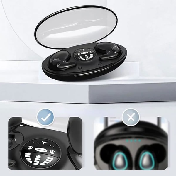 Invisible Sleep Trådlösa hörsnäckor - IPX5 Vattentät - Sense-Free att bära - Bluetooth 5.3 - Touch Control - Trådlöst case
