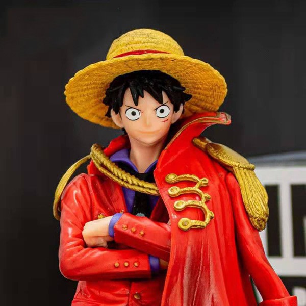 One Piece Luffy 20-årsjubileums Actionfigur Rød kappe PVC Sort